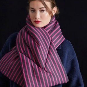 NWOT Maeve‎ Anthropologie Striped Puffer Scarf - Pink & Black - Cozy & Chic!